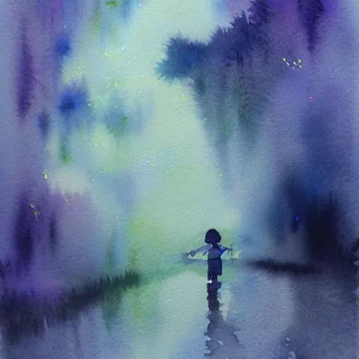 Image similar to dreaming in watercolor, trending on artstation, award winning