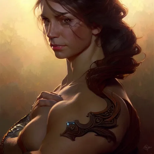 Image similar to Joe Rogan, muscular upper body, D&D, fantasy, intricate, elegant, highly detailed, digital painting, artstation, concept art, smooth, sharp focus, illustration, art by artgerm and greg rutkowski and alphonse mucha