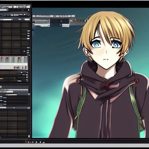 Prompt: anime image from key generator for music plugin, hd, internet art, detailed face, keygen