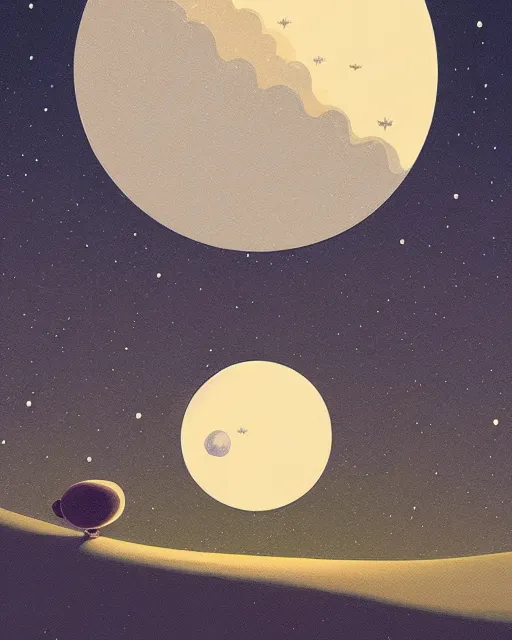 Image similar to beautiful painting of a serene moon at night, art by mike winkelmann, sky night, illustration, highly detailed, simple, smooth and clean vector curves, no jagged lines, vector art, smooth, artstation