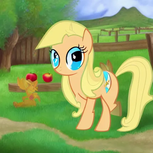 Image similar to Applejack rearing up in an apple orchard, Earth Pony, Equestria, MLP:FIM