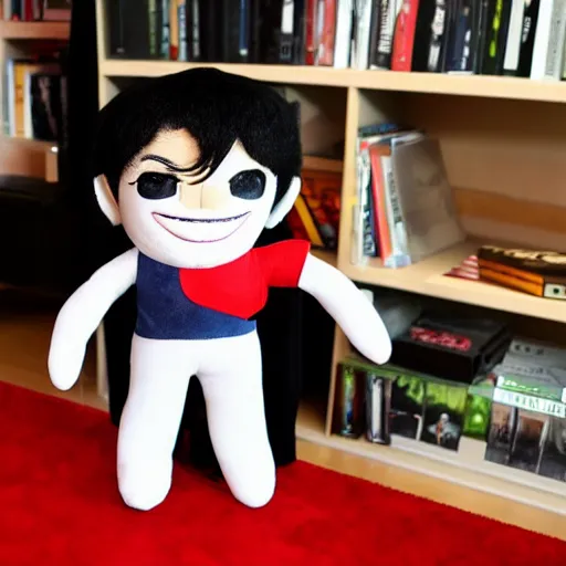 Image similar to michael jackson plush toy, product photo