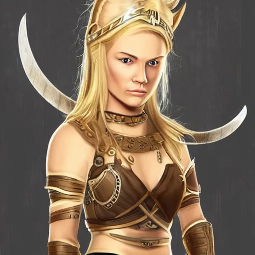 Image similar to blonde viking warrior princess, digital art, trending on artstation