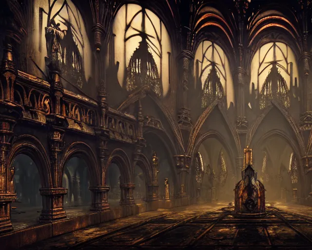 Image similar to steam necropolis, memento mori, gothic, neo - gothic, art nouveau, hyperdetailed copper patina medieval icon, stefan morrell, philippe druillet, ralph mcquarrie, concept art, steampunk, unreal engine, detailed intricate environment, octane render, moody atmospherics, volumetric lighting, ultrasharp, ominous, otherworldly