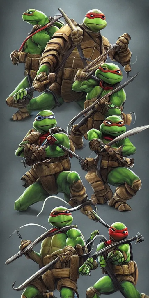 Image similar to Teenage mutant ninja turtle character concept art by carlos huante