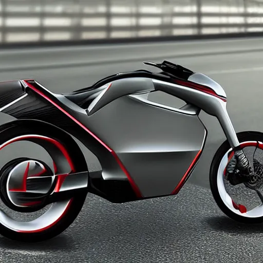 Image similar to a motorcycle from the company Tesla in the year 2030