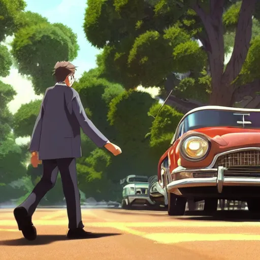 Prompt: a wholesome animation key shot of the jfk assassination, medium shot, studio ghibli, pixar and disney animation, sharp, rendered in unreal engine 5, anime key art by greg rutkowski, bloom, dramatic lighting