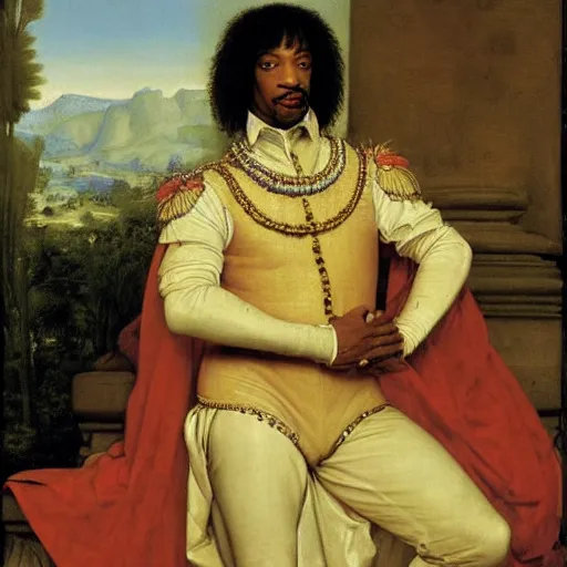 Prompt: renaissance portrait of Rick James, masterpiece by Eugene de Blaas