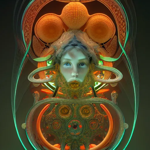 Image similar to ultra detailed scifi design of the the letter A in a generative 3D style, asymmetrical, fungal, intricate concept art, triadic color scheme, by alphonse mucha and Mandelbrot, octane render, 4k,