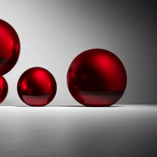 Prompt: chrome spheres on a red cube by michiel jansz van mierevelt