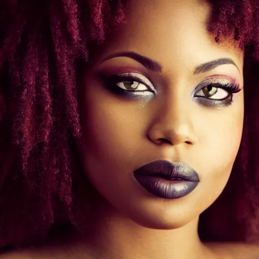 Image similar to Photo of a black woman,pretty make up, bold, self confidence, cinematic, focus