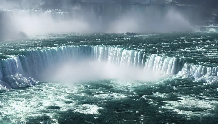 Image similar to niagara falls out of control, hyperdetailed, artstation, cgsociety, 8 k