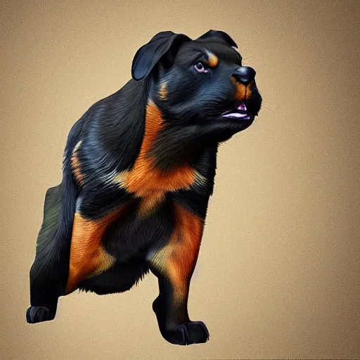 Image similar to Rottweiler rabbit hybrid, trending on artstation concept