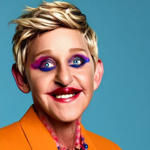 Image similar to ellen degeneres in clown makeup