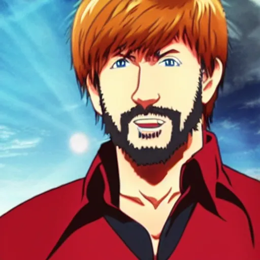 Prompt: Chuck Norris as a anime character