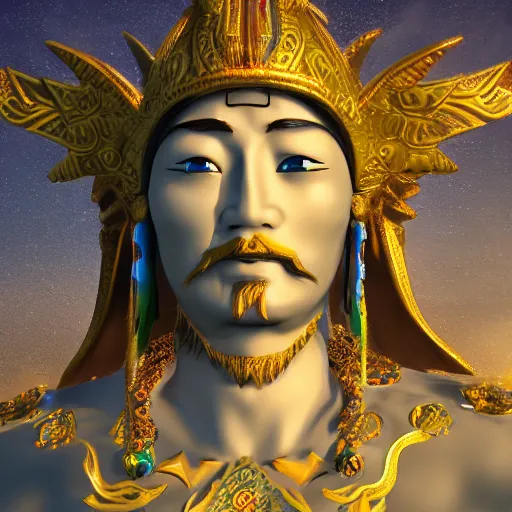 Image similar to turkic god of sky, tengri, cinematic lighting, render quality 8 k, detailed