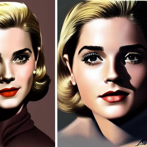 Prompt: A combination of Grace Kelly's and Emma Watson's and Ashley Greene's appearances with blonde hair wearing Master Chief's armor, full body portrait, western, D&D, fantasy, intricate, elegant, highly detailed, digital painting, artstation, concept art, matte, sharp focus, illustration, art by Artgerm and Greg Rutkowski and Alphonse Mucha