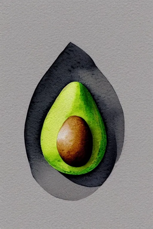 Prompt: minimalist watercolor art of an avocado, illustration, vector art