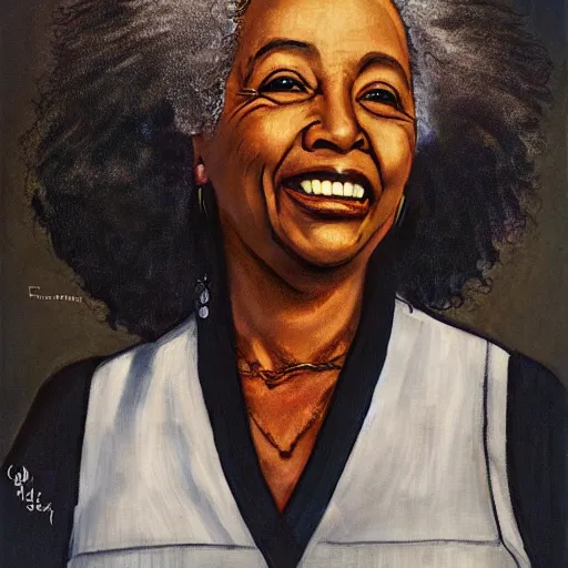 Prompt: black female einstein portrait