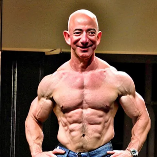 Image similar to jeff bezos as a very muscular man