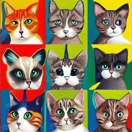 Image similar to cats in the style of adrien girod