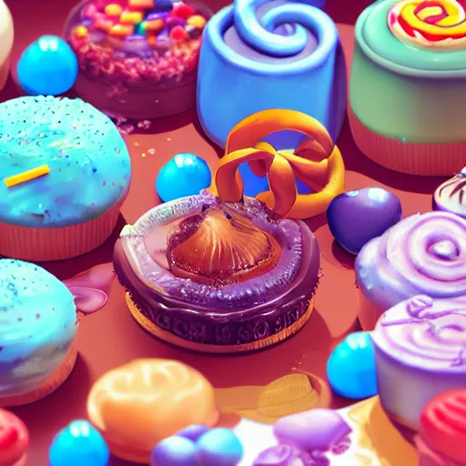 Prompt: god of sweets, highly detailed, 8k resolution, raytracing, soft light, digital painting,