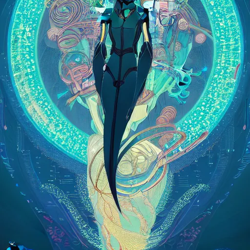 Image similar to a beautiful hyperdetailed character design 4 k wallpaper illustration of a cute dolphin, victo ngai cyberpunk style, from china, style of studio ghibli, makoto shinkai, raphael lacoste, louis comfort tiffany, artgerm, james jean, ross tran, chinese style