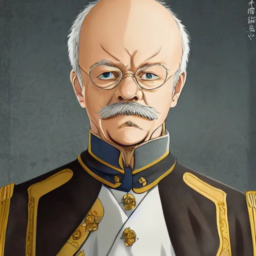 Image similar to portrait of otto von bismarck, anime fantasy illustration by tomoyuki yamasaki, kyoto studio, madhouse, ufotable, comixwave films, trending on artstation