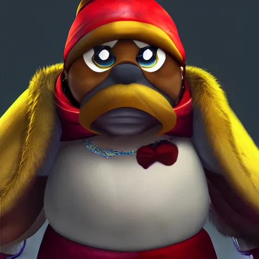 Prompt: king dedede league of legends character art. katherine'suqling'su style. digital illustration. hyper realistic. high quality. high resolution. 4 k. dynamic lighting. highly detailed. sharp focus. non blurry. smooth.