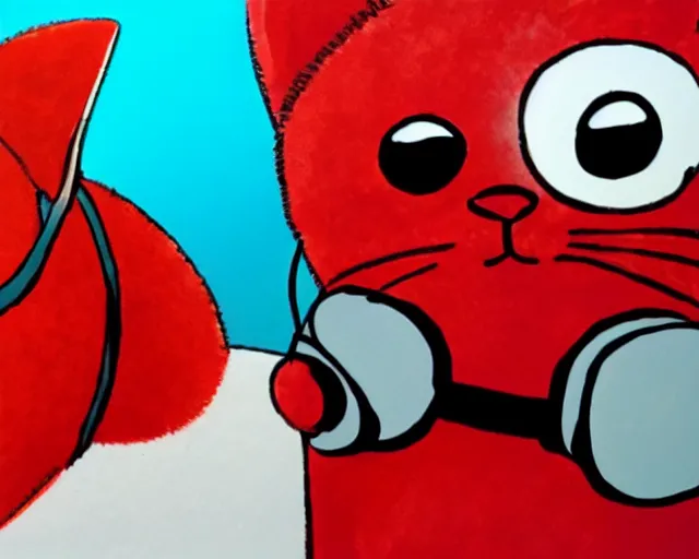 Image similar to red cat with headphones, skype call