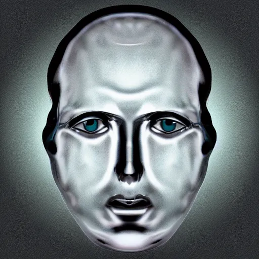 Prompt: icon of a realistic human head made out of water, dark background