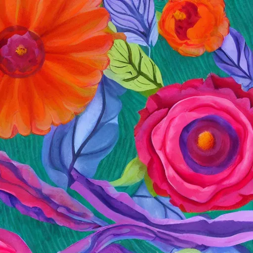 Prompt: synthetic elements of gouache painting of flowers and flower borders