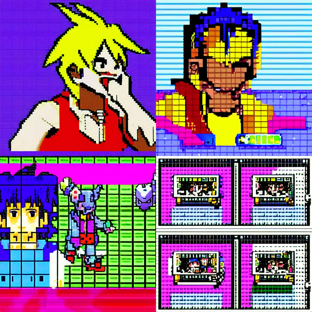 Prompt: Pixel Art of Lil Uzi Vert, Snes, PS1, Retro Games, in the style of Chrono Trigger, 16 bit