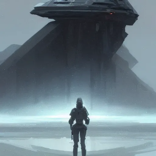 Prompt: star wars concept art by greg rutkowski, a palatial and imposing grey rectangle in the middle of a ocean landscape, enigmatic atmosphere, beautiful and cinematic lighting, artstation hq.