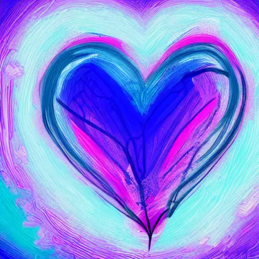 Image similar to a heart made of blue pink and purple in a digital art style, trending on art station, brush strokes, medium tones