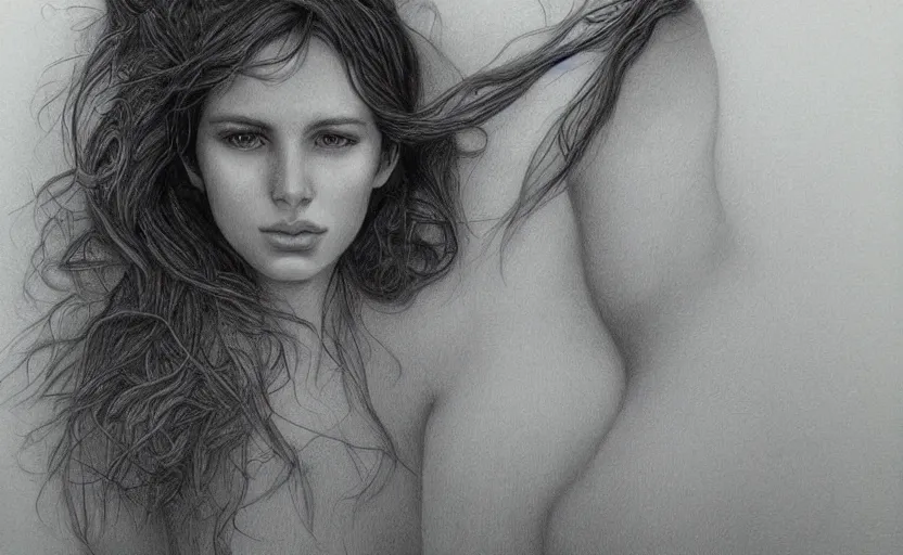 Prompt: a striking full body portrait, hyperrealistic drawing by yigal ozeri