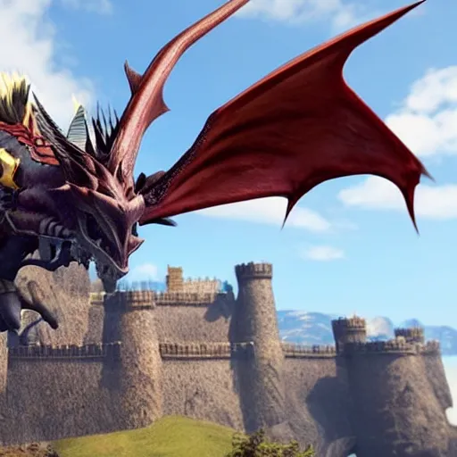 Prompt: Final Fantasy Dragoon on top of a castle, unreal 5, stunning, high detail,