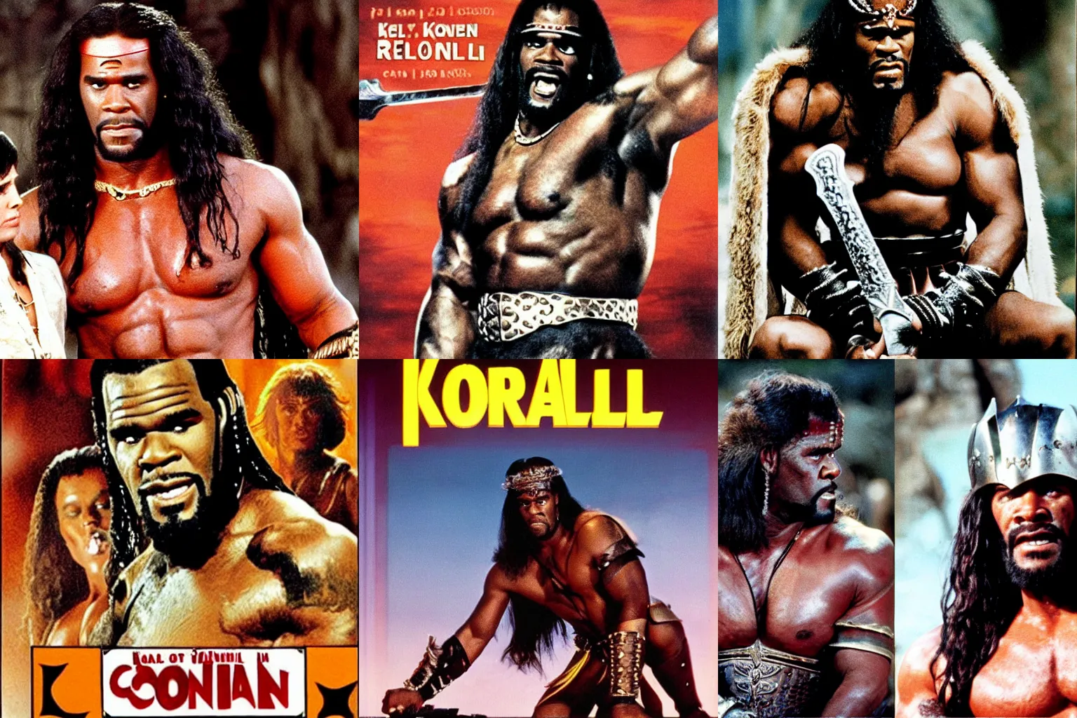 Prompt: r kelly starring as conan the barbarian 1 9 8 2