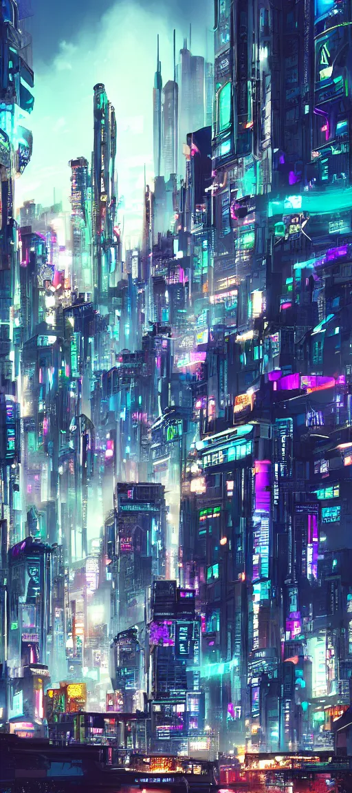 Image similar to beautiful cyberpunk city, digital art