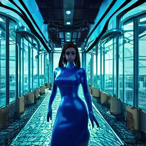 Prompt: “hyperrealistic ultra detailed unreal engine 5 RTX raytracing nvidia hairworks render of portrait of the most beautiful girl with blue eyes. She is in heavens cyberpunk city greenhouse. futuristic. cinematic. very high detailed. By Charli Amani. By Tsubasa Nakai ”