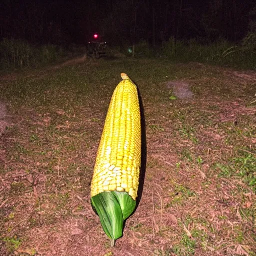 Image similar to giant corn on the cob, caught on nighttime trail cam footage