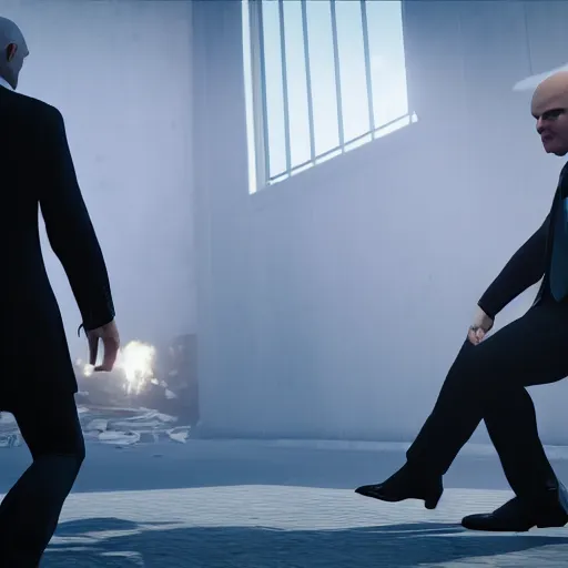 Prompt: agent 4 7 crashing his own funeral, hitman, unreal engine 5, 4 k, anti aliasing