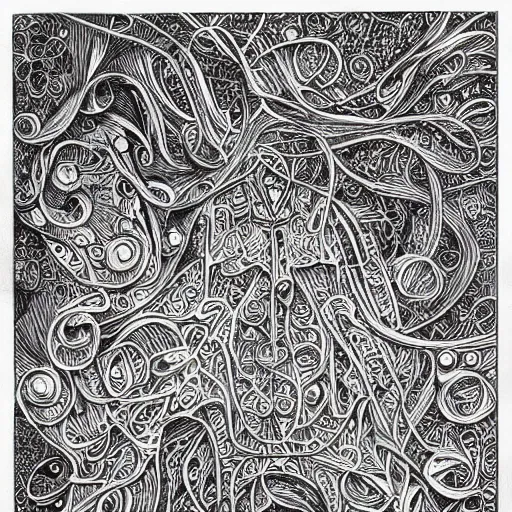 Image similar to eliezer yudkowsky, black ink on paper, trending on artstation, beautiful, intricate, detailed