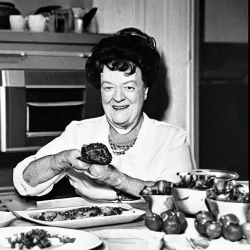 Image similar to Julia Child making Steamed Hams for dinner