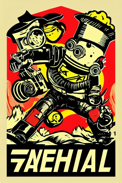 Image similar to fallout 7 6 retro futurist illustration art by butcher billy, sticker, colorful, illustration, highly detailed, simple, smooth and clean vector curves, no jagged lines, vector art, smooth andy warhol style