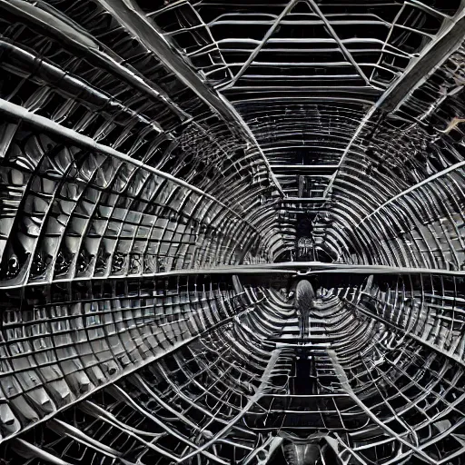 Image similar to a civilization inside a complex mechanical megastructure