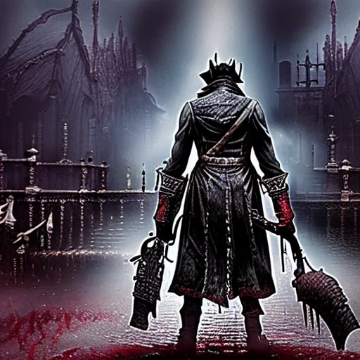 Image similar to bloodborne live action movie, high quality production still, gothic horror, 1970s, retro film grain