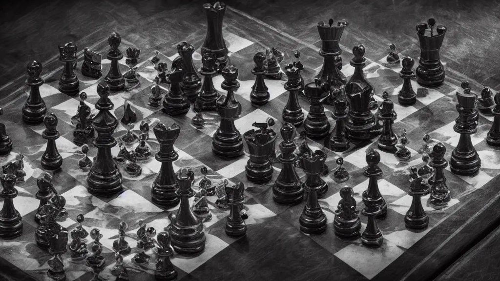 Image similar to beautiful photo of a coronavirus as a piece on a chessboard, dark, sinister, detailed, high contrast, art by Greg Rutkowski