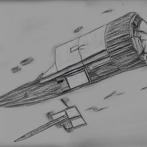 Image similar to voyager space craft realistic, pencil sketch