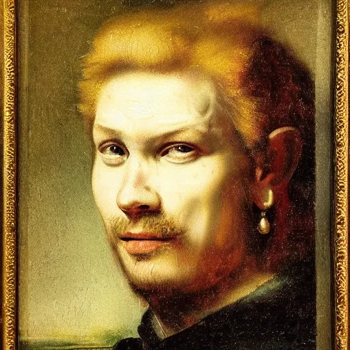 Prompt: Sauli Niinisto as renaissance painting by Rembrandt